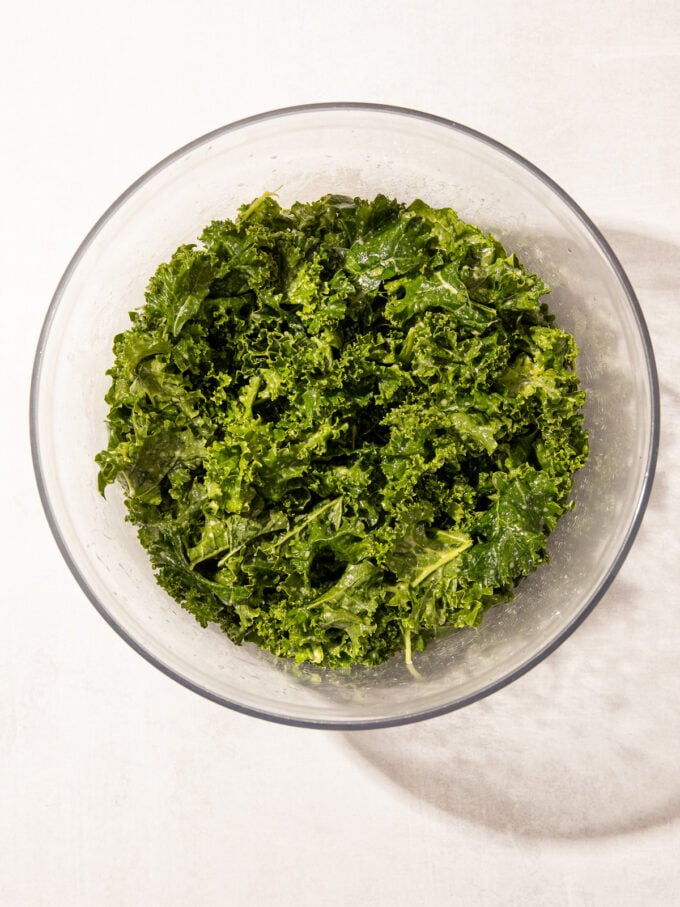 massaged kale salad in bowl