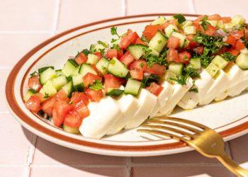 Fresh + Filling Cold Tofu with Tomato Cucumber Salad