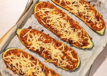 Saucy Lentil-stuffed Zucchini Boats