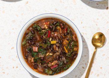 Garlicky Black Bean Soup with Swiss Chard